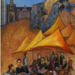 Painting 'Federation Square' exhibited 'Then and Now' group exhibition, 2017